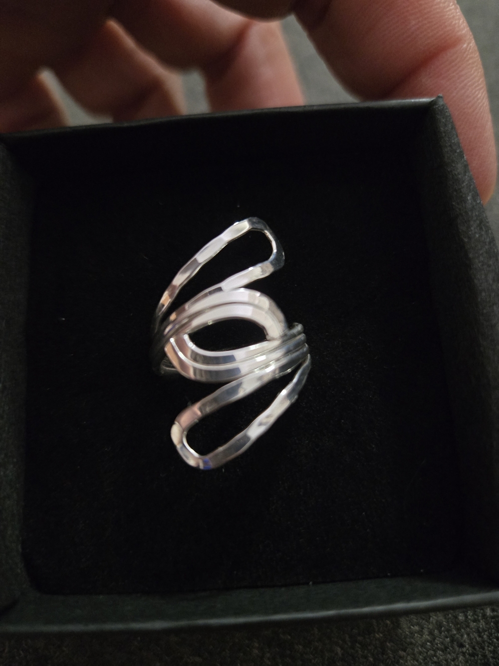 Sterling Silver Open Wave Statement Ring - Women Jewelry